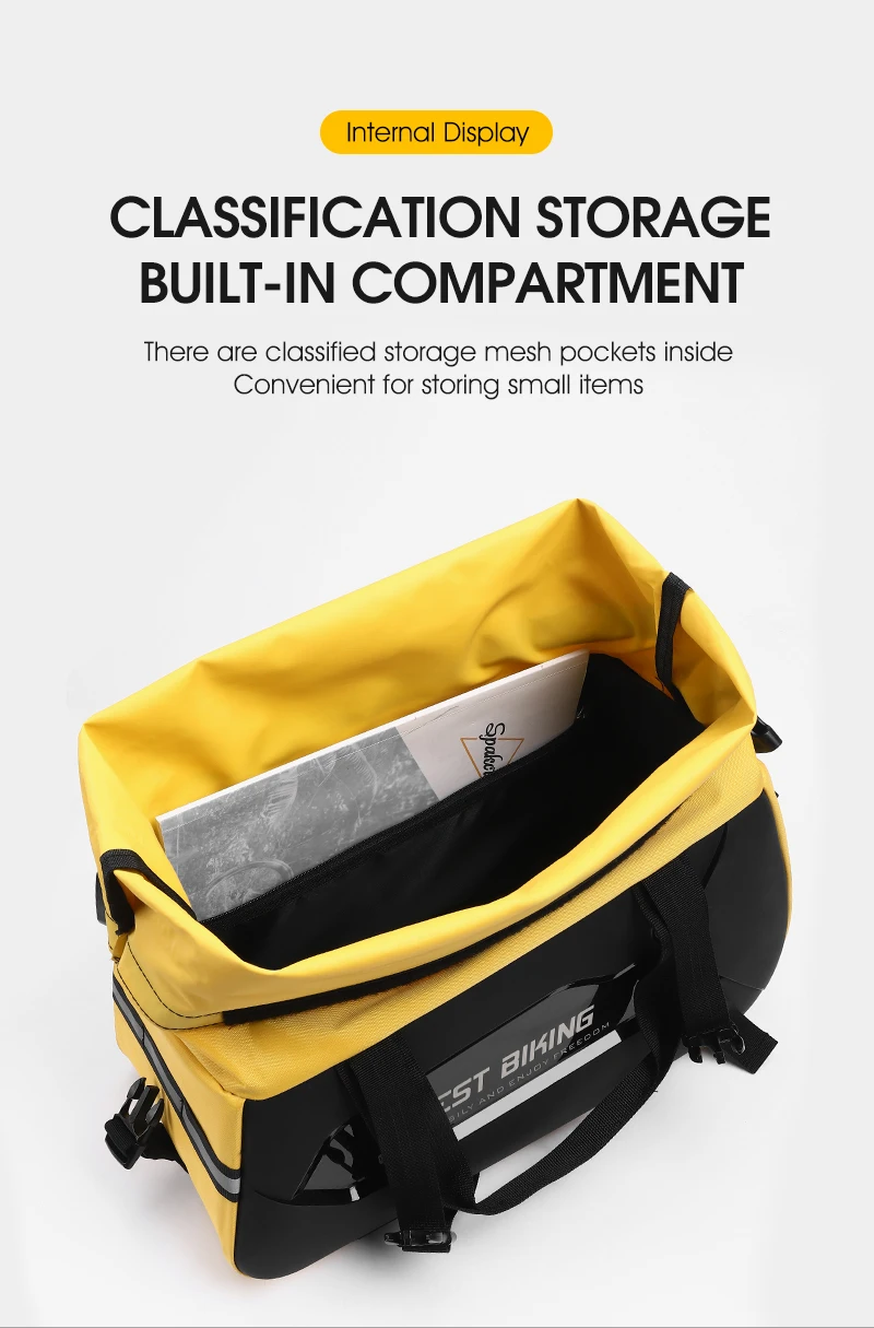 WEST BIKING Waterproof Expandable Bike Pannier Bag Hard Shell Bicycle Rear Rack Trunk Bag with Shoulder Strap for MTB Cycling