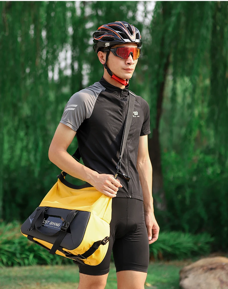 WEST BIKING Waterproof Expandable Bike Pannier Bag Hard Shell Bicycle Rear Rack Trunk Bag with Shoulder Strap for MTB Cycling