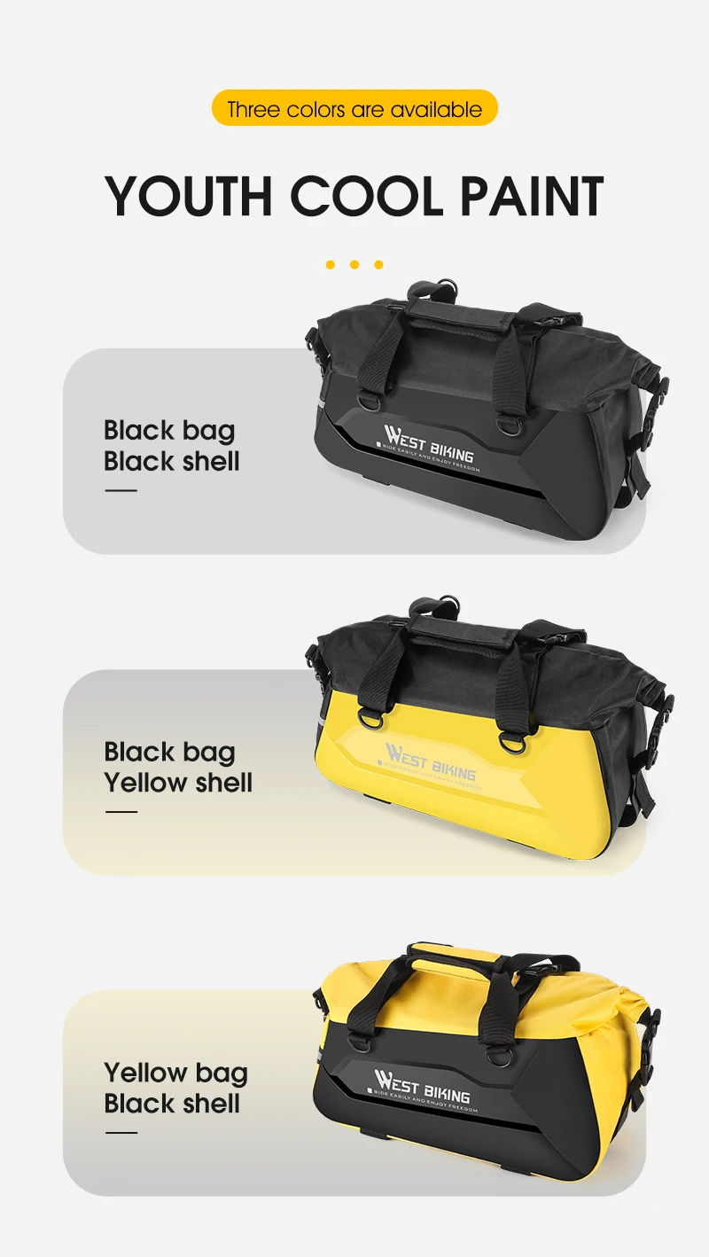 WEST BIKING Waterproof Expandable Bike Pannier Bag Hard Shell Bicycle Rear Rack Trunk Bag with Shoulder Strap for MTB Cycling
