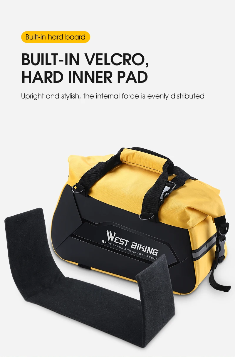 WEST BIKING Waterproof Expandable Bike Pannier Bag Hard Shell Bicycle Rear Rack Trunk Bag with Shoulder Strap for MTB Cycling