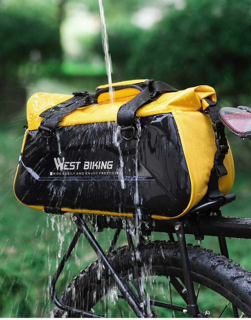 WEST BIKING Waterproof Expandable Bike Pannier Bag Hard Shell Bicycle Rear Rack Trunk Bag with Shoulder Strap for MTB Cycling