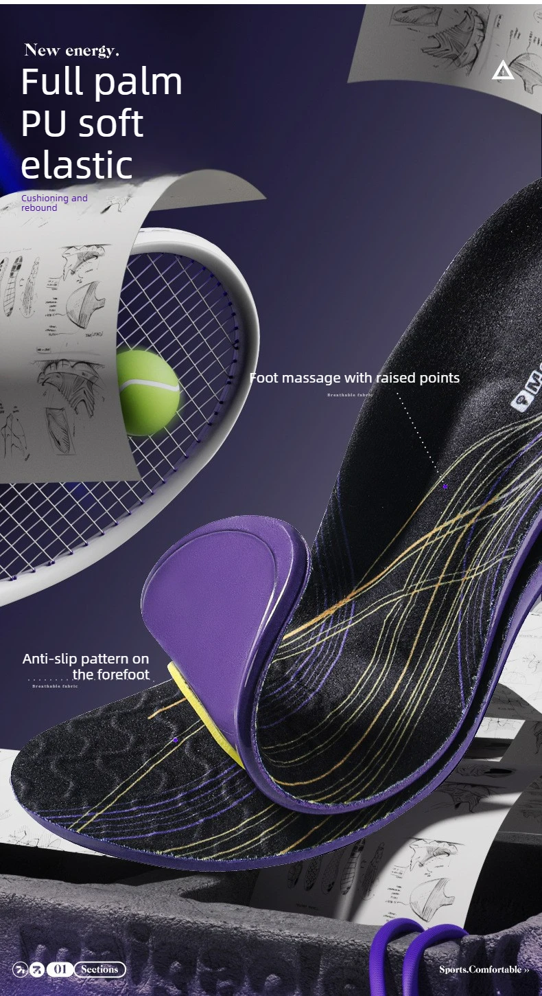 Arch Support Sports Insoles Comfortable for Long Standing Sweat-absorbent Odor-resistant Ultra-soft Poron Sole Shock-absorbing