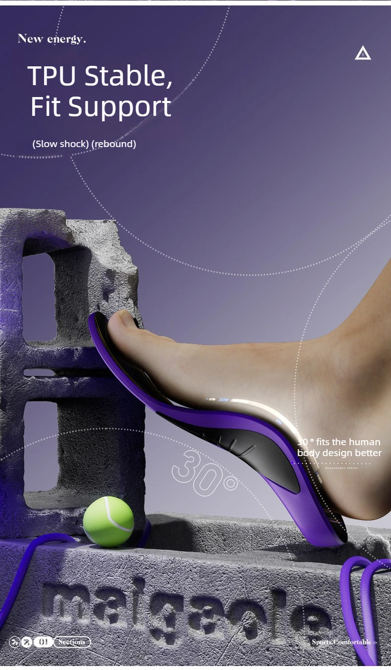 Arch Support Sports Insoles Comfortable for Long Standing Sweat-absorbent Odor-resistant Ultra-soft Poron Sole Shock-absorbing