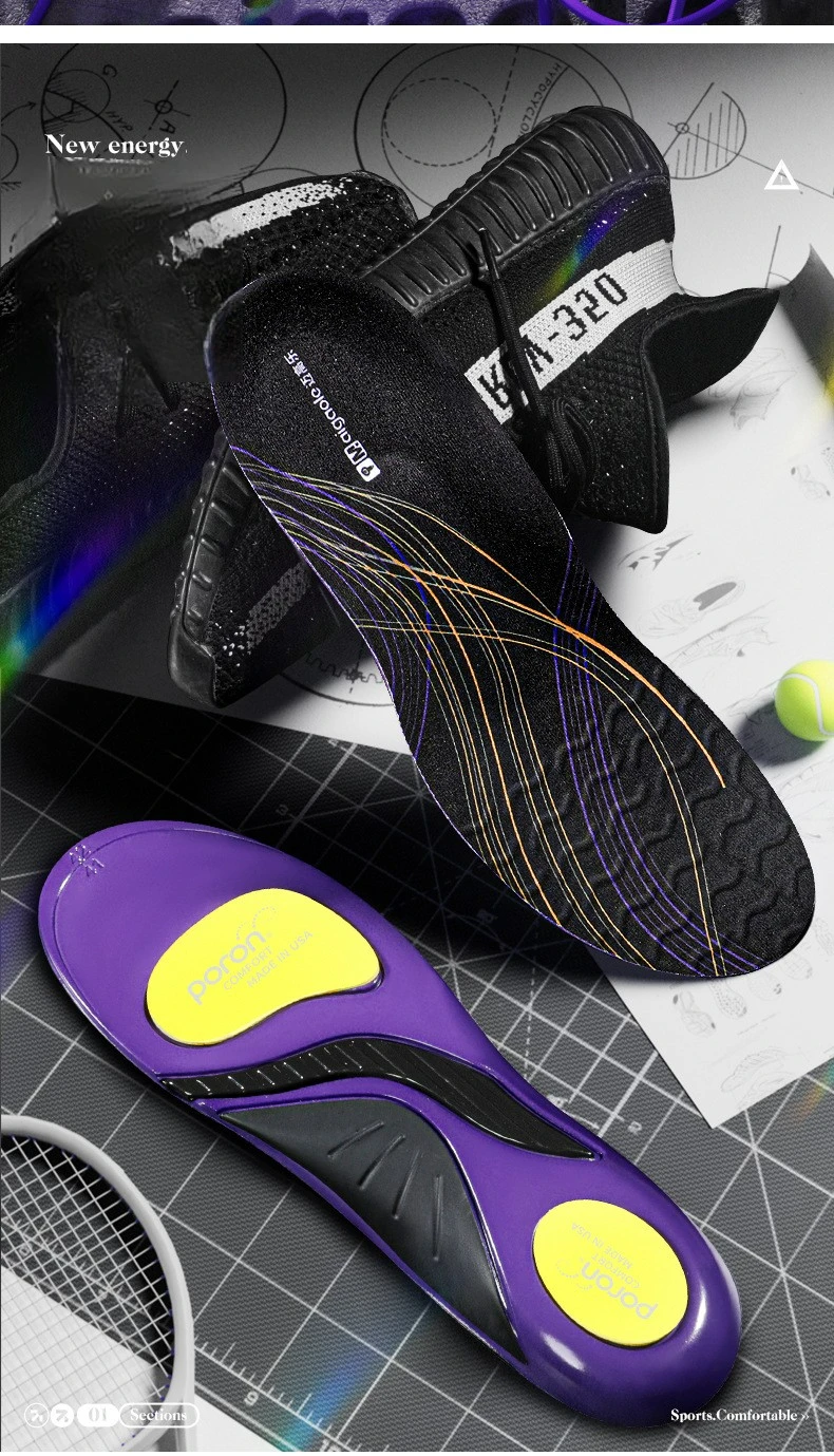 Arch Support Sports Insoles Comfortable for Long Standing Sweat-absorbent Odor-resistant Ultra-soft Poron Sole Shock-absorbing