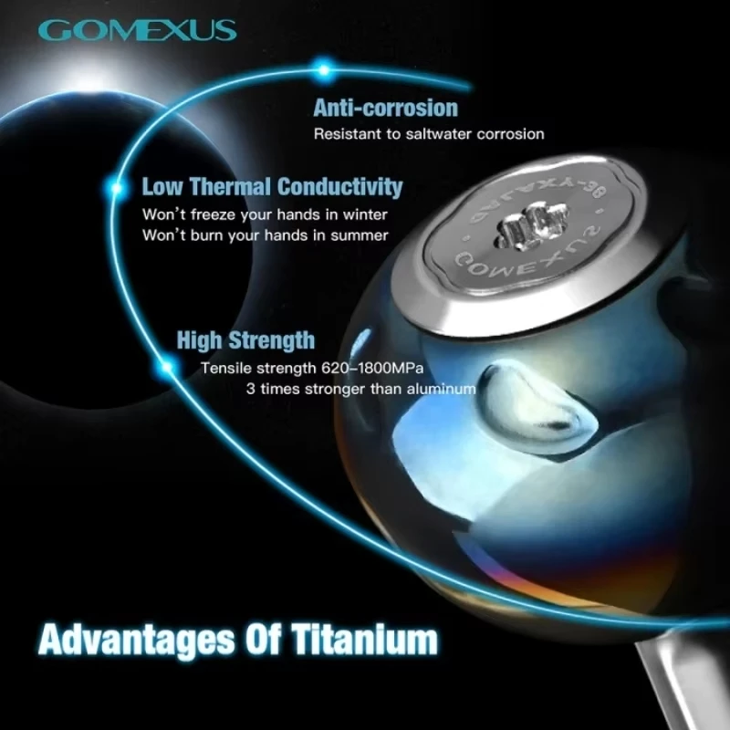 Gomexus TA38S Handle Knob For Shimano Stella Vanquish Daiwa Exist Saltist 1000 - 4000 Spinning Power Reel Titanium 38mm TA38