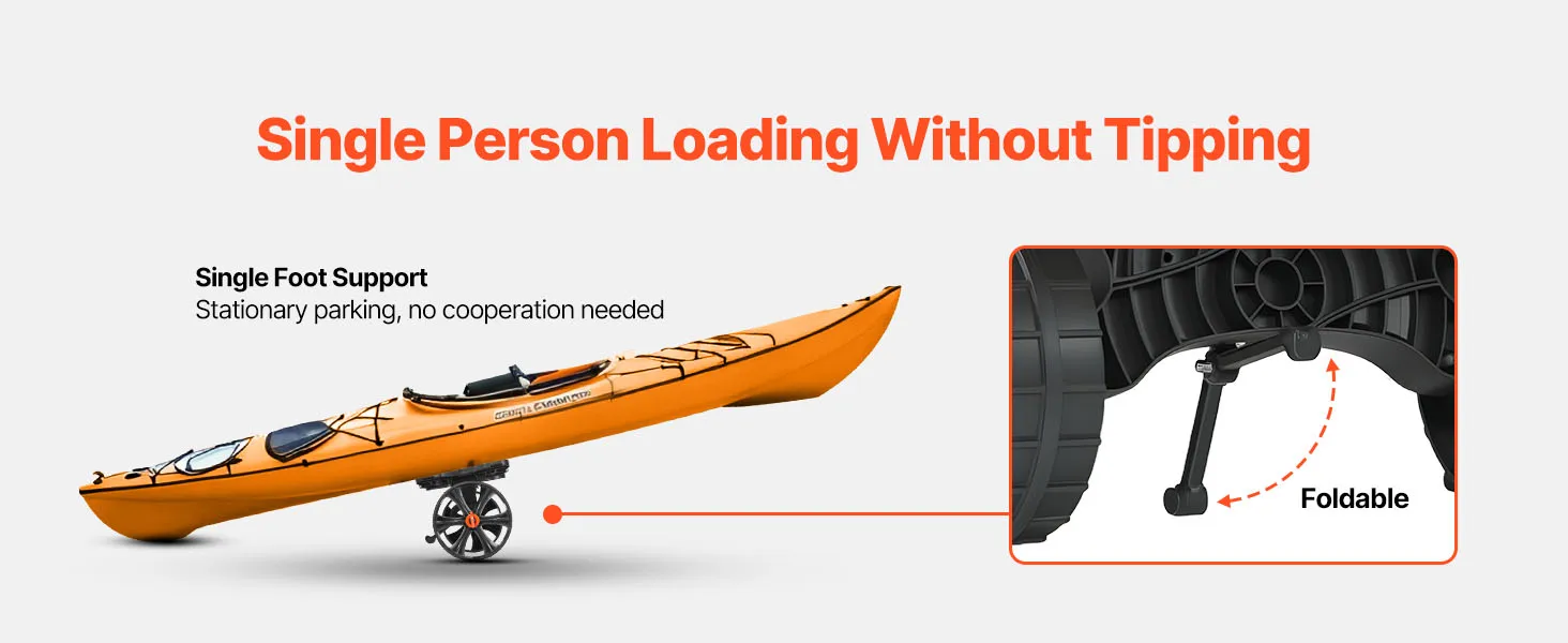 SucceBuy 300 lbs Kayak Cart Foldable Canoe Trolley with 10in Solid Rubber Tires & Ratchet Strap for Carrying Paddleboards Boats