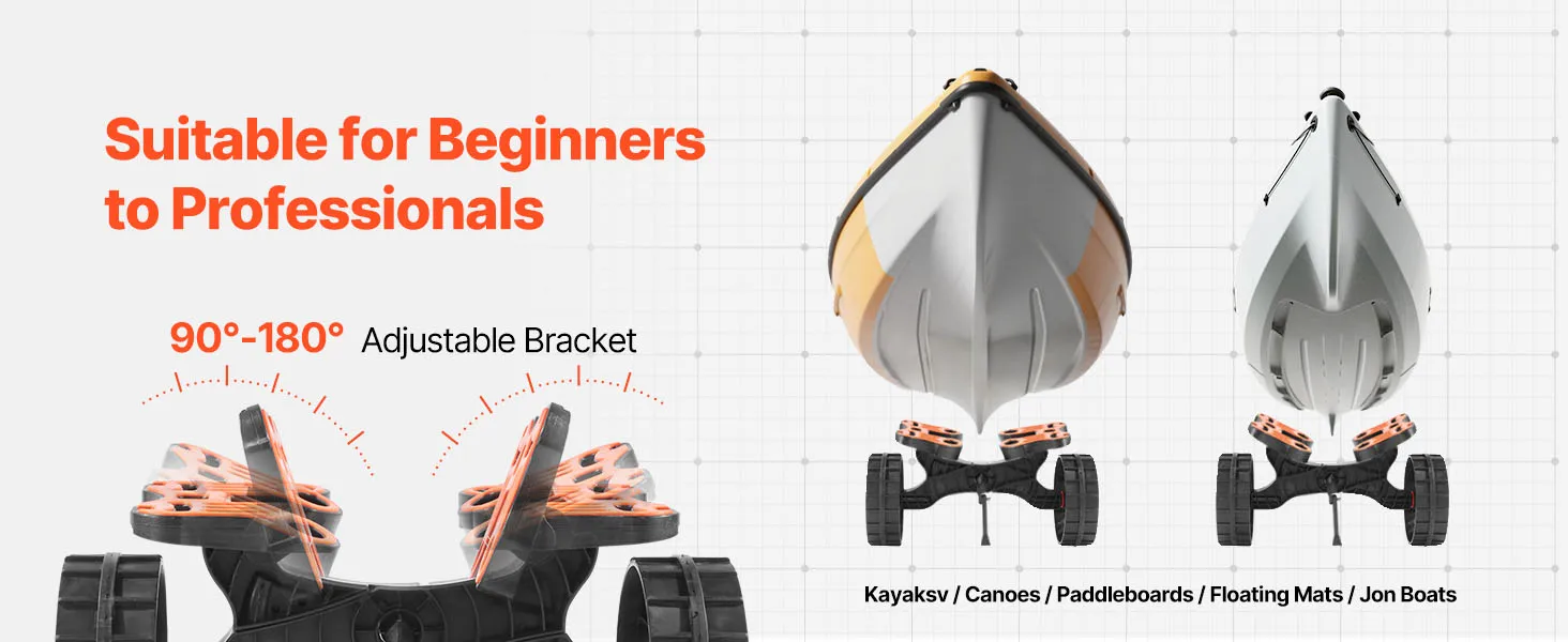 SucceBuy 300 lbs Kayak Cart Foldable Canoe Trolley with 10in Solid Rubber Tires & Ratchet Strap for Carrying Paddleboards Boats