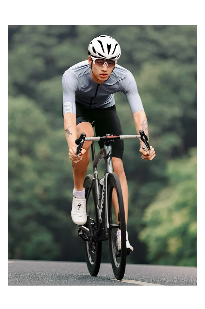 INBIKE Men's Short Sleeve Jersey Summer Professional MTB Clothing for Men Quick Drying Mountain Road Bike Shirts with 3 Pockets