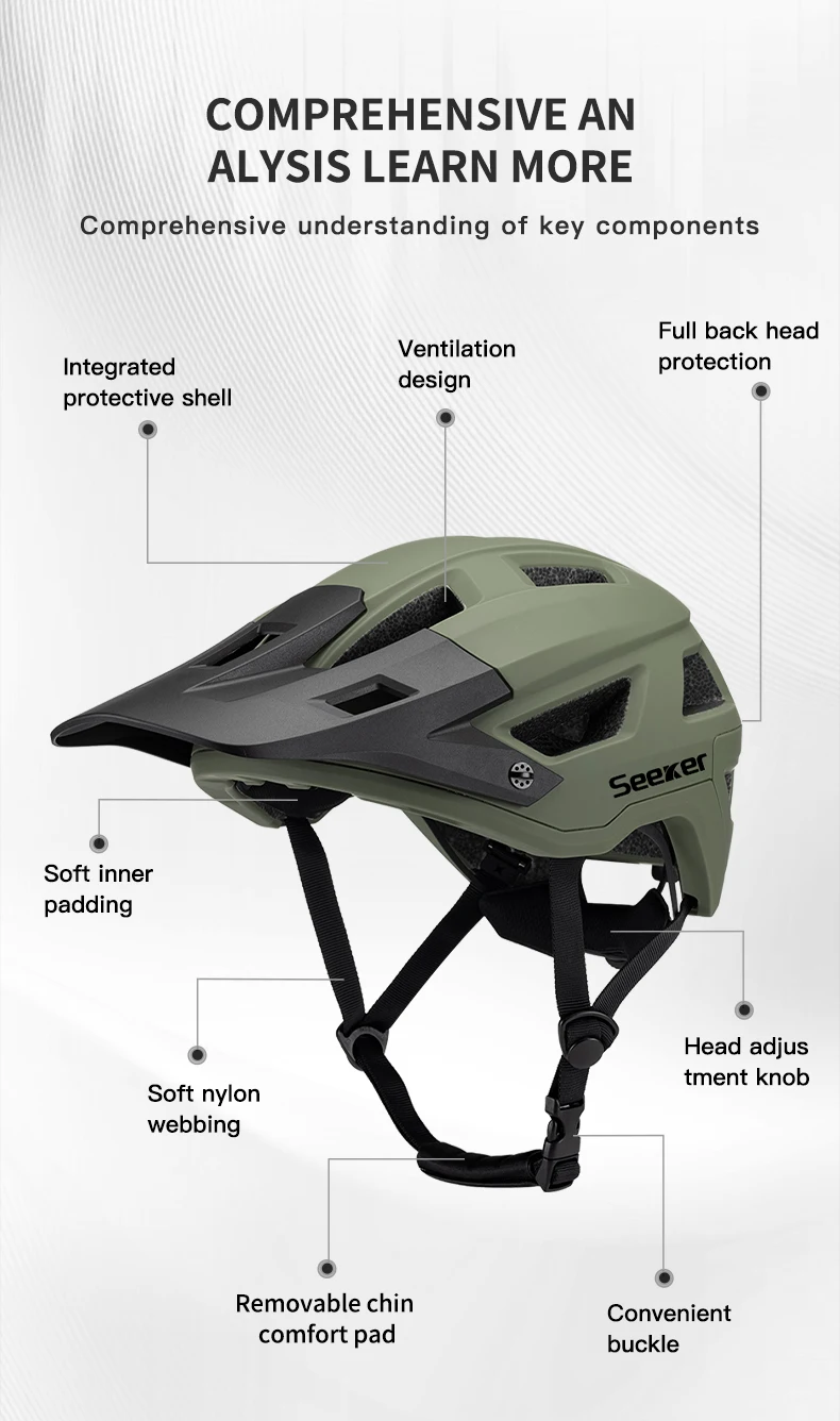 SEEKERAdult Mountain Bike Helmet Lightweight Design Multiple Vents Suitable for Off-Road Riding Road Bike Downhill Sports Helmet
