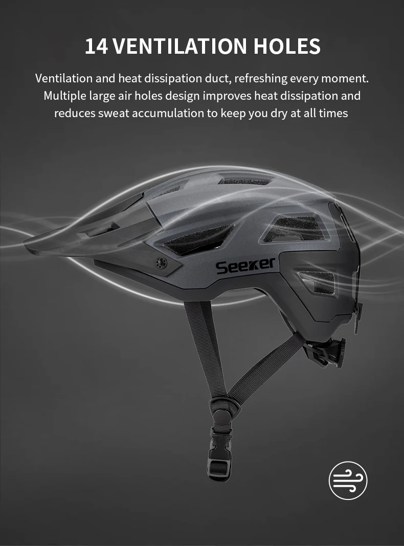 SEEKERAdult Mountain Bike Helmet Lightweight Design Multiple Vents Suitable for Off-Road Riding Road Bike Downhill Sports Helmet