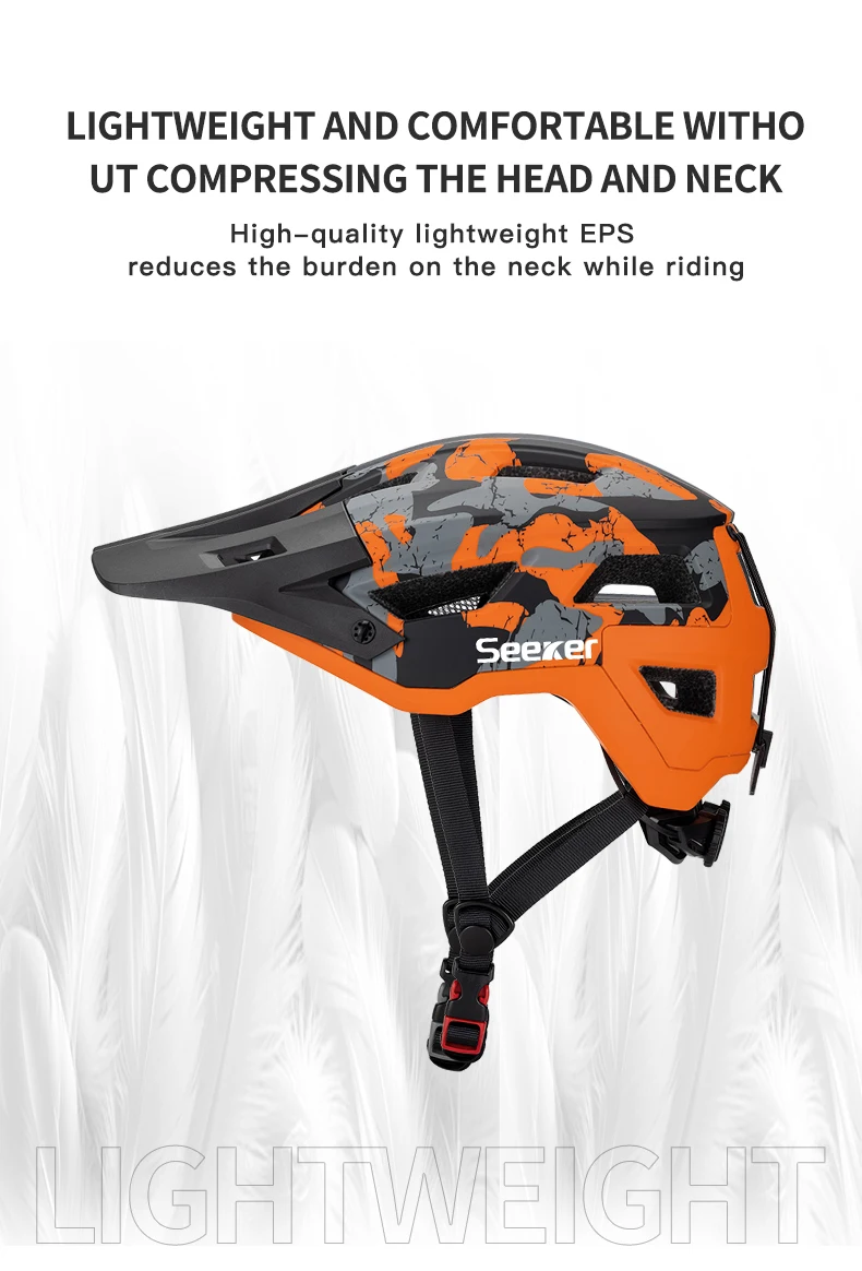 SEEKERAdult Mountain Bike Helmet Lightweight Design Multiple Vents Suitable for Off-Road Riding Road Bike Downhill Sports Helmet