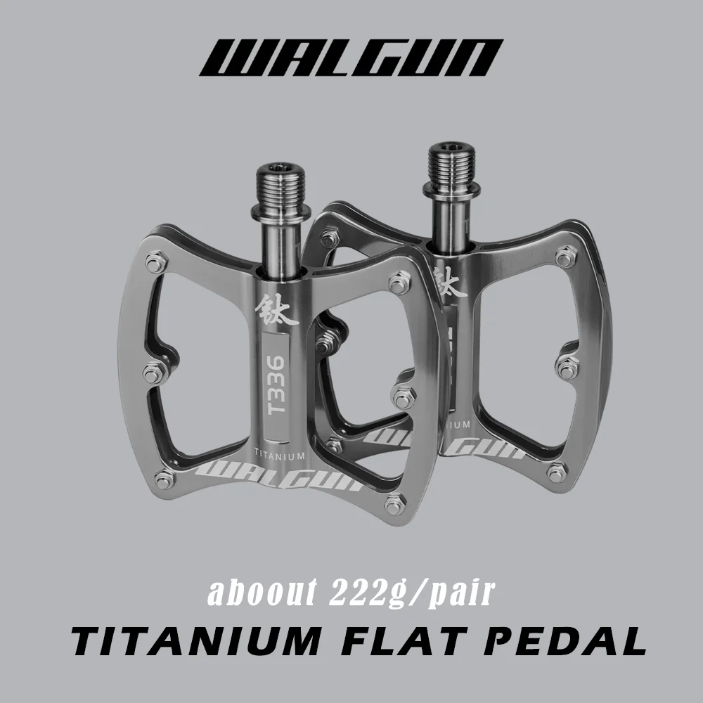 Ultralight MTB Bicycle Pedals Titanium Alloy Axis 3 Bearing Flat Pedal Platform Anti-slip Road Bike Pedals Ti 111g Cycling Parts