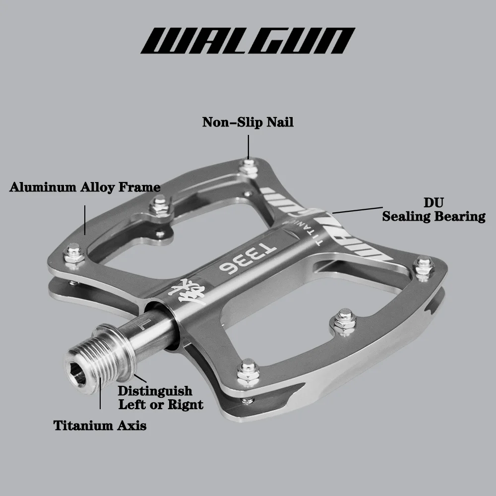 Ultralight MTB Bicycle Pedals Titanium Alloy Axis 3 Bearing Flat Pedal Platform Anti-slip Road Bike Pedals Ti 111g Cycling Parts