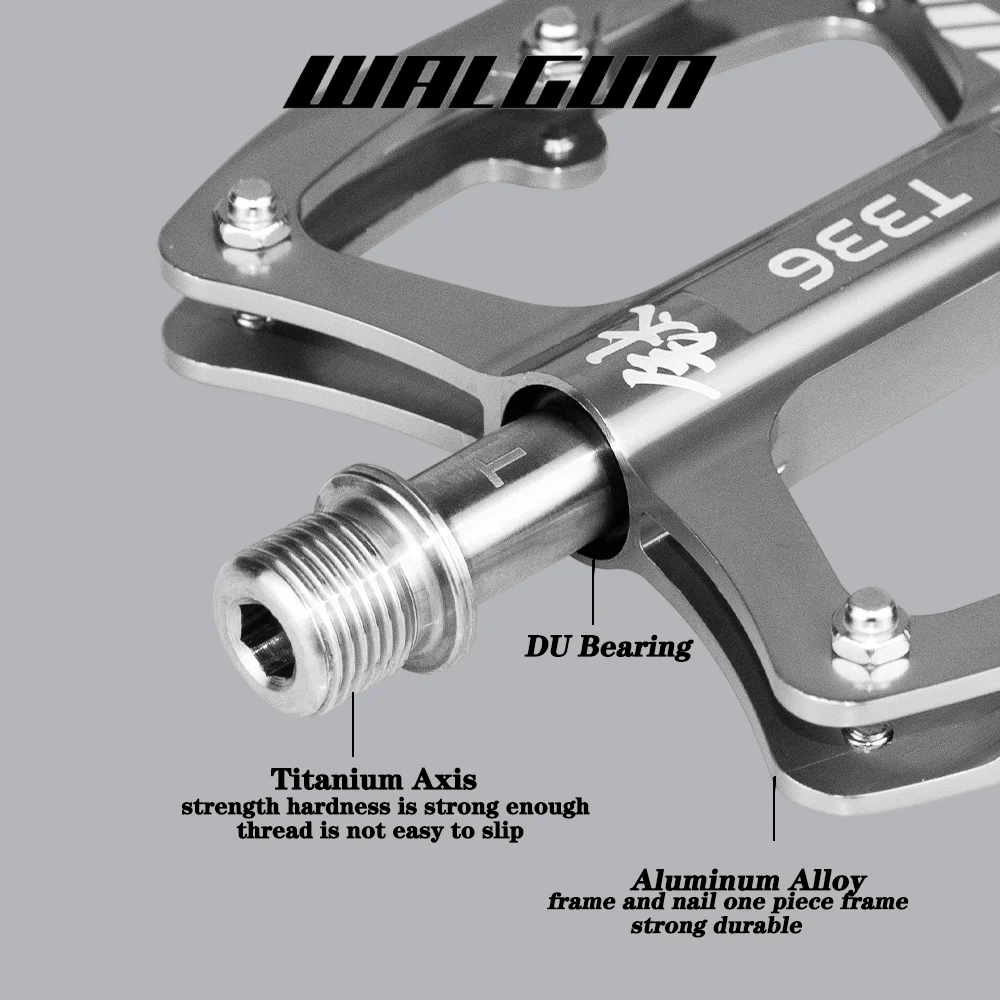 Ultralight MTB Bicycle Pedals Titanium Alloy Axis 3 Bearing Flat Pedal Platform Anti-slip Road Bike Pedals Ti 111g Cycling Parts