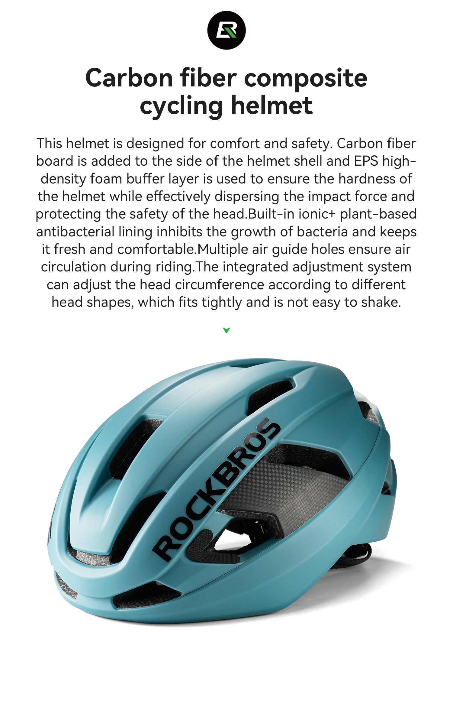 ROCKBROS Carbon Fiber Bicycle Helmet Composite Safe Cycling Helmet Men Women Intergrally-Molded High-Density Foaming Bike Helmet