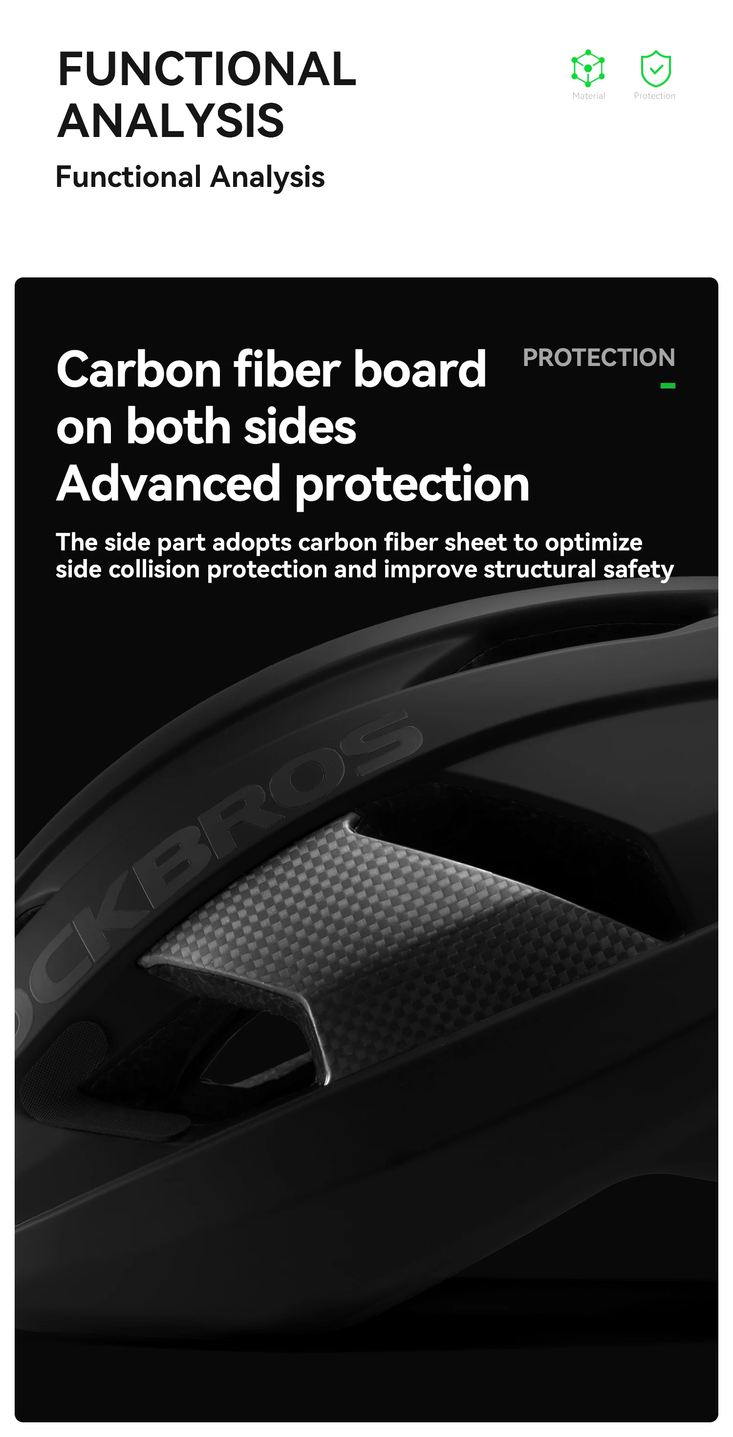 ROCKBROS Carbon Fiber Bicycle Helmet Composite Safe Cycling Helmet Men Women Intergrally-Molded High-Density Foaming Bike Helmet