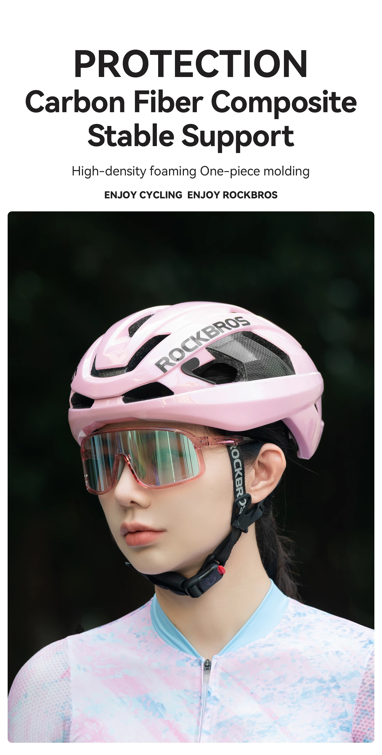 ROCKBROS Carbon Fiber Bicycle Helmet Composite Safe Cycling Helmet Men Women Intergrally-Molded High-Density Foaming Bike Helmet