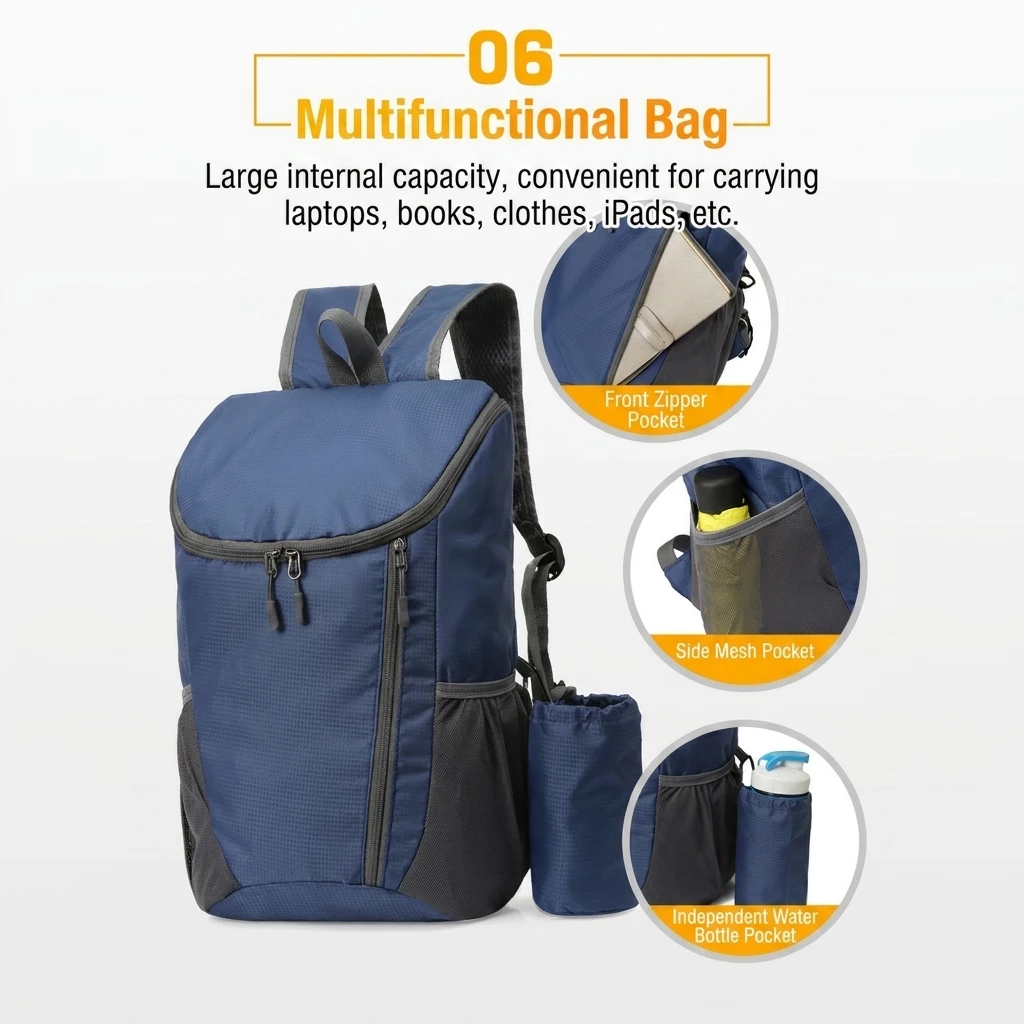 20L Foldable Ultralight Backpack Durable Unisex Travel Hiking Outdoor Bag Portable Waterproof Cycling Camping Bag for Man
