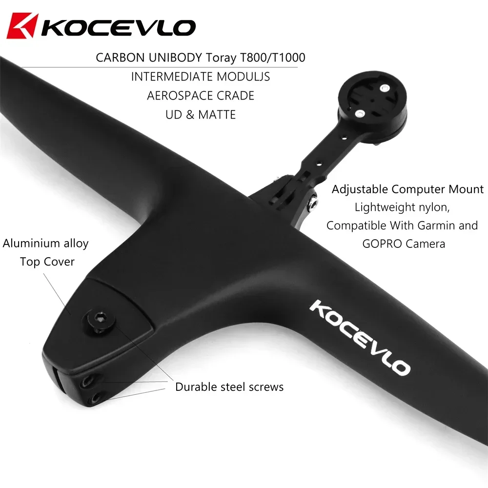 KOCEVLO MTB CARBON Handlebar Negative 17° 50-90MM For Efficient Integrated Handlebar For MTB (XC, Marathon)  740MM