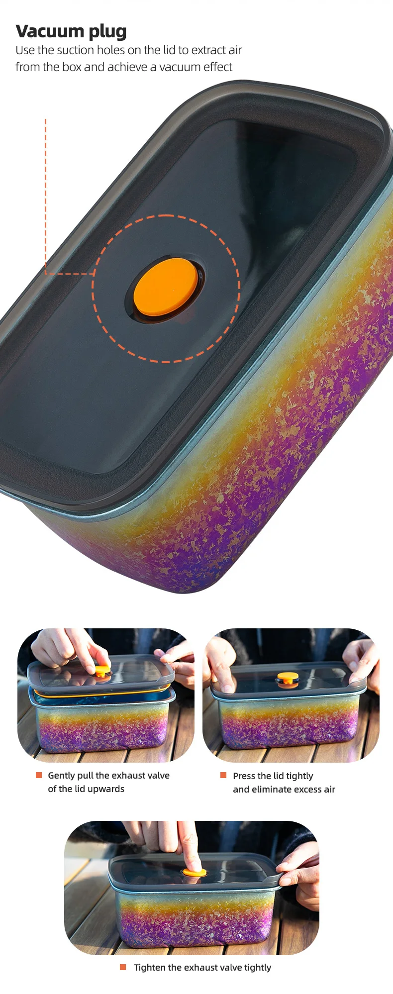 TiTo Titanium Pure Titanium 1000ml Freshness Preservation Box Multi-Specification Lunch Box Portable Household Outdoor Portable
