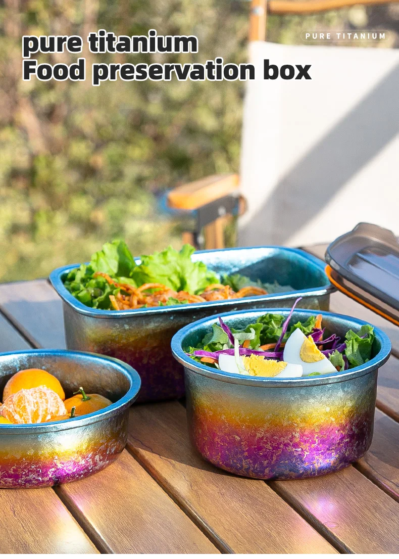 TiTo Titanium Pure Titanium 1000ml Freshness Preservation Box Multi-Specification Lunch Box Portable Household Outdoor Portable