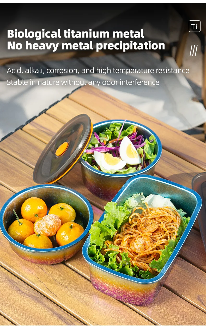 TiTo Titanium Pure Titanium 1000ml Freshness Preservation Box Multi-Specification Lunch Box Portable Household Outdoor Portable
