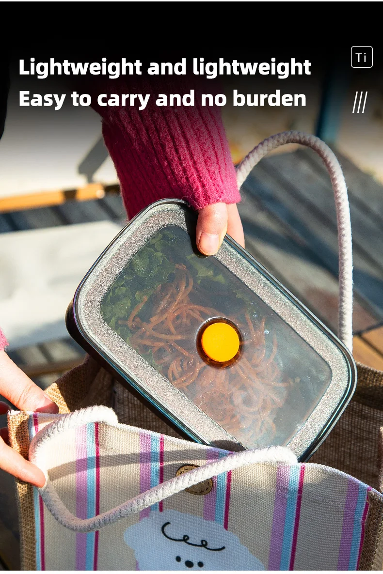 TiTo Titanium Pure Titanium 1000ml Freshness Preservation Box Multi-Specification Lunch Box Portable Household Outdoor Portable