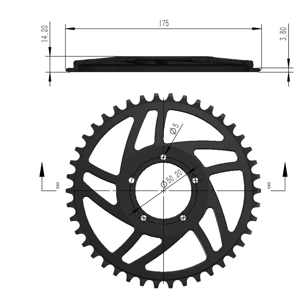 GUSTAVO Electric Bike Chain Wheel Chainring Blade for BAFANG BBS01 BBS02 Mid Drive Motor Sprocket 36/38/40/42/44/46/48/52T