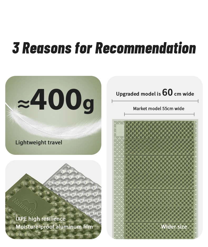 Naturehike 2024 New Camping Mat Winter Warm Moisture Proof Ultralight Sleeping Pad 4 Season Widen Hiking Travel 1-2 Person Mats