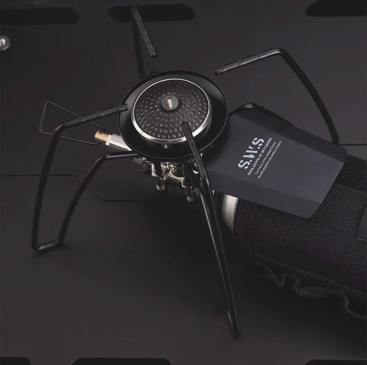 WELLHIKE Portable Folding Black Spider Gas Stove Camping Card Stove Outdoor Kitchenware for Picnic Barbecue Backpacking Cooking
