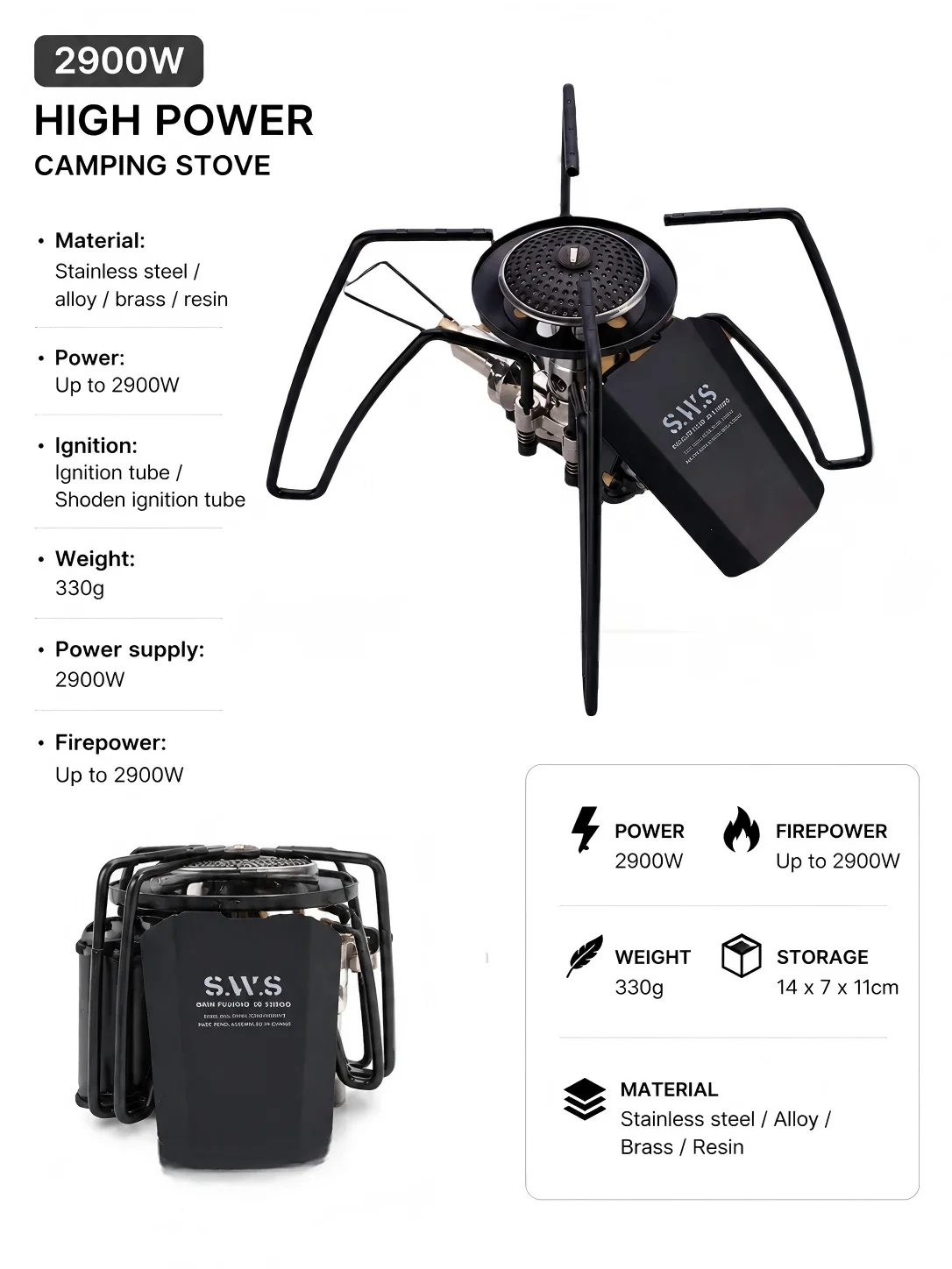WELLHIKE Portable Folding Black Spider Gas Stove Camping Card Stove Outdoor Kitchenware for Picnic Barbecue Backpacking Cooking