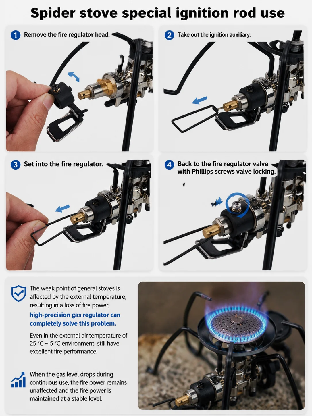 WELLHIKE Portable Folding Black Spider Gas Stove Camping Card Stove Outdoor Kitchenware for Picnic Barbecue Backpacking Cooking