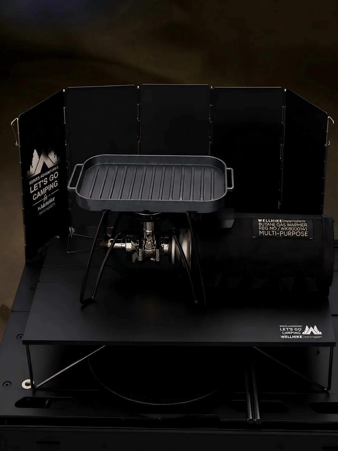 WELLHIKE Portable Folding Black Spider Gas Stove Camping Card Stove Outdoor Kitchenware for Picnic Barbecue Backpacking Cooking