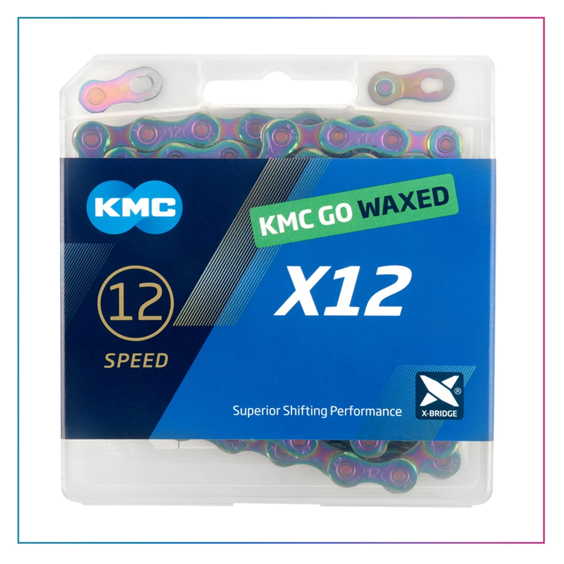 KMC Go Waxed X12 MTB Chain 12 Speed 126 Links Bicycle Current 12V Mountain Bike Chains 12S Aurora Blue Cycling Accessories