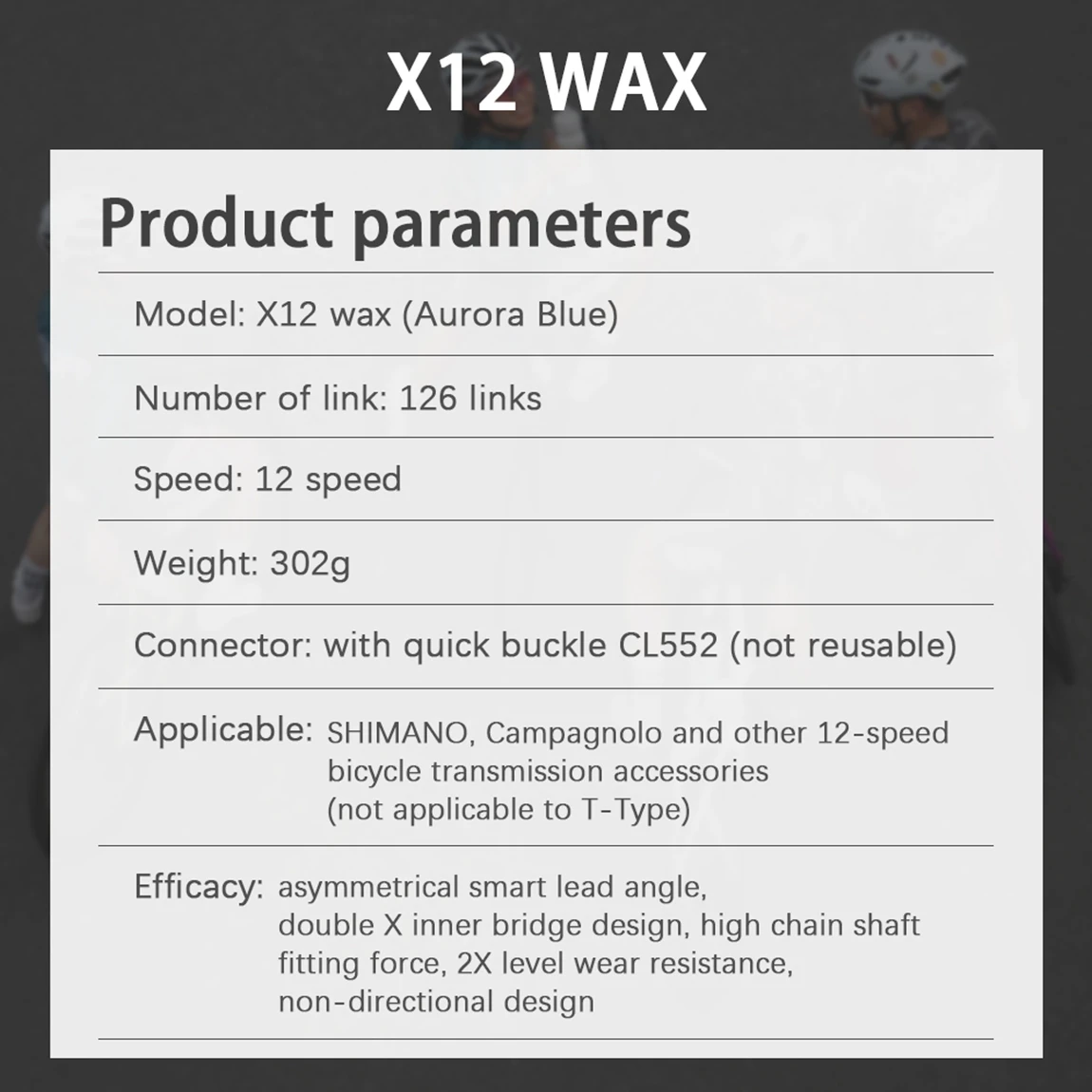 KMC Go Waxed X12 MTB Chain 12 Speed 126 Links Bicycle Current 12V Mountain Bike Chains 12S Aurora Blue Cycling Accessories