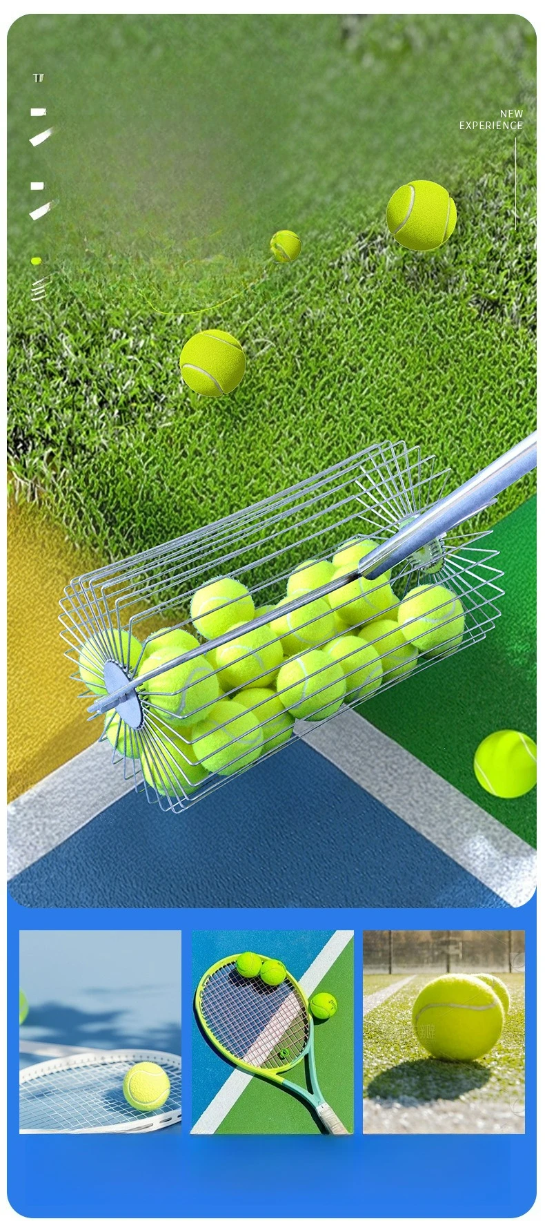 Tennis Ball Picker Upper Roller Lightweight Stainless Steel Rolling Design Portable Practice Training Tool Easy Use Recovery