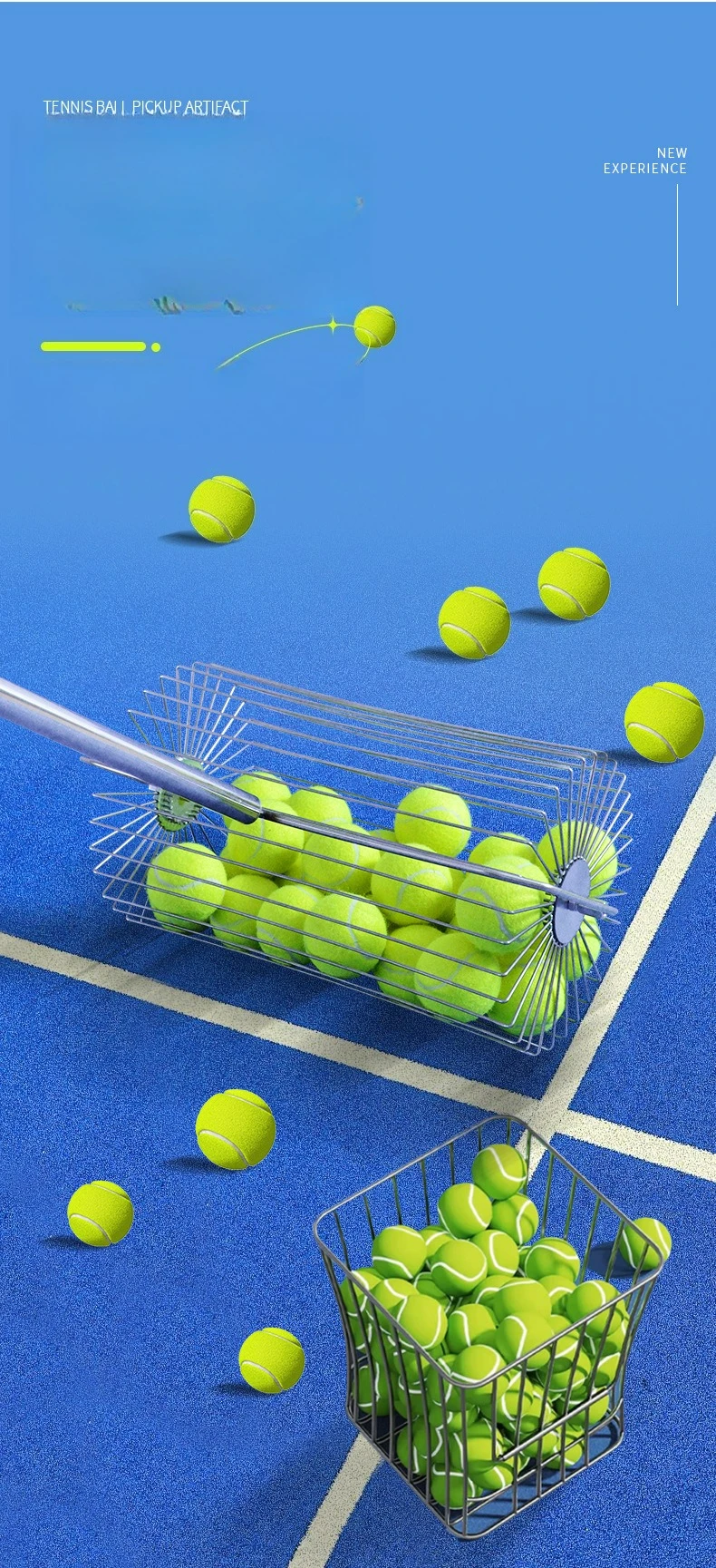Tennis Ball Picker Upper Roller Lightweight Stainless Steel Rolling Design Portable Practice Training Tool Easy Use Recovery