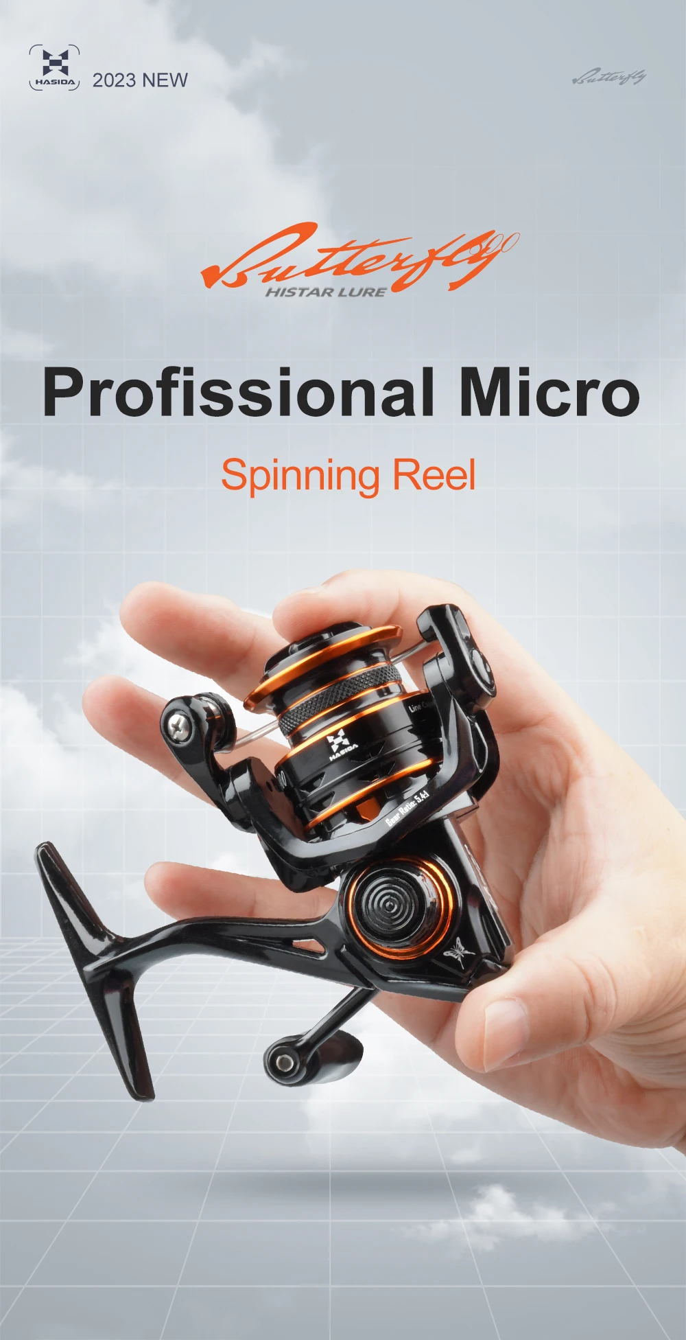 HASIDA Hot Sale Butterfly BFS Spinning Reel Compact Body High Strength Main Frame Long Casting Low Resistance Light Fishing Reel