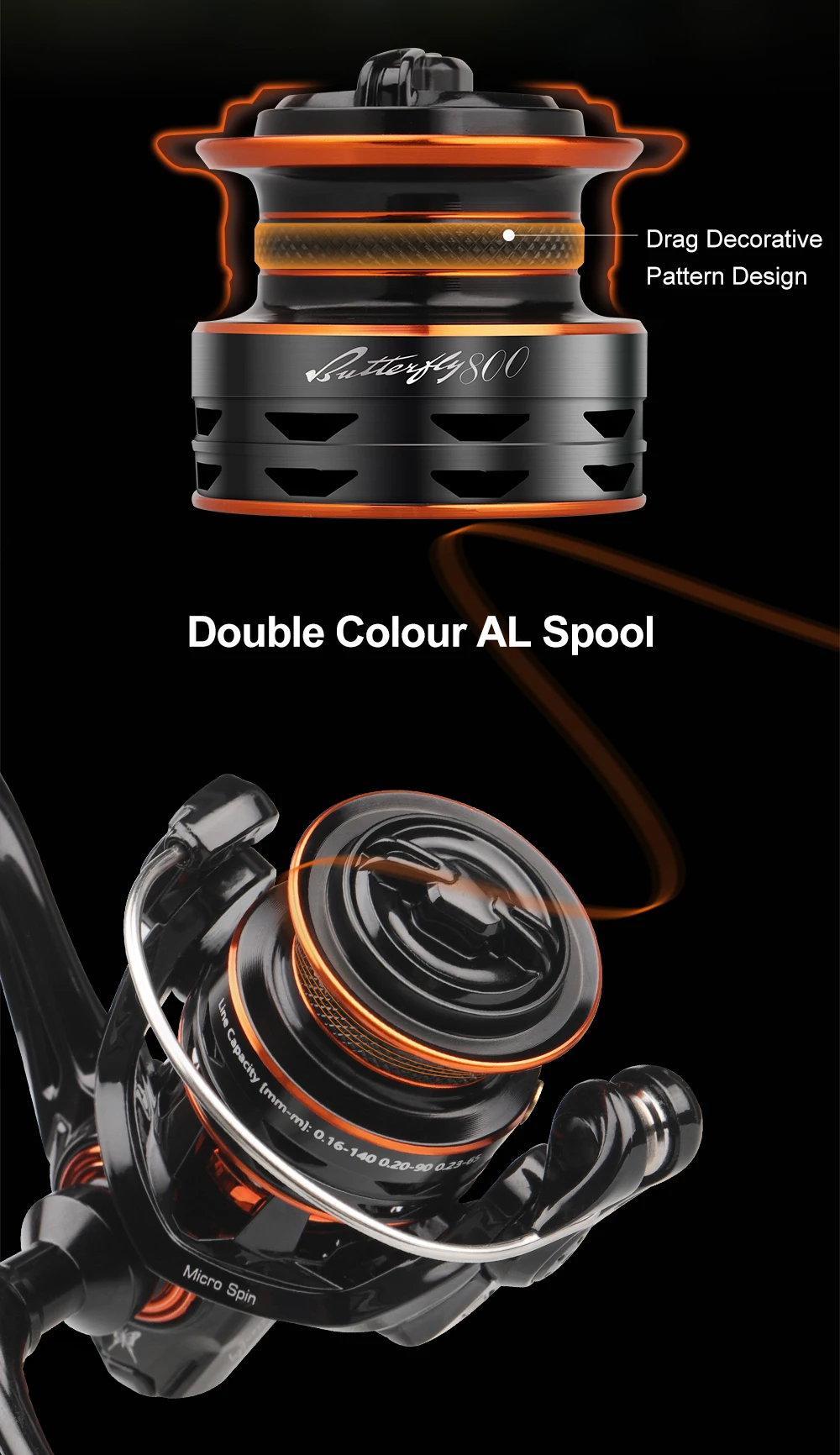 HASIDA Hot Sale Butterfly BFS Spinning Reel Compact Body High Strength Main Frame Long Casting Low Resistance Light Fishing Reel