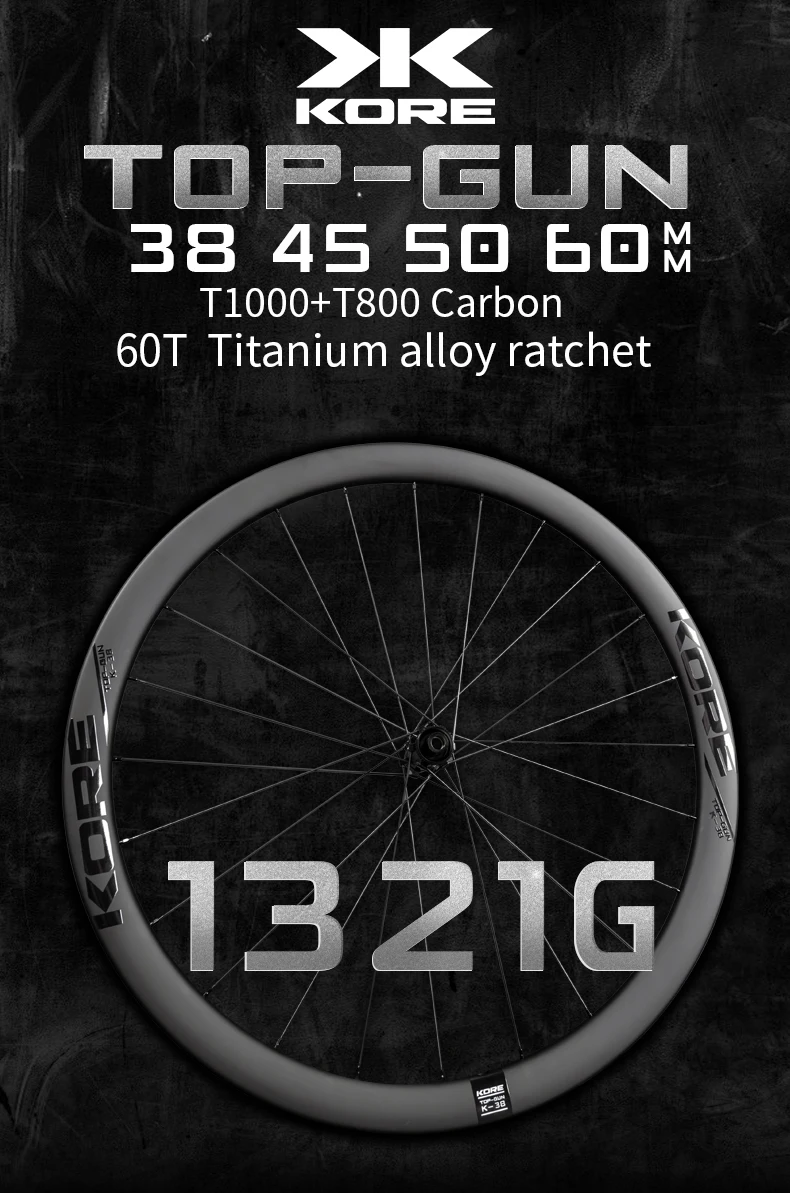 KORE Road Bicycle Wheelset 60T Titanium Ratchet Hub 38/45/50/60MM 700C T1000 Carbon Road 24H Pillar 2015 Road Racing Wheelset