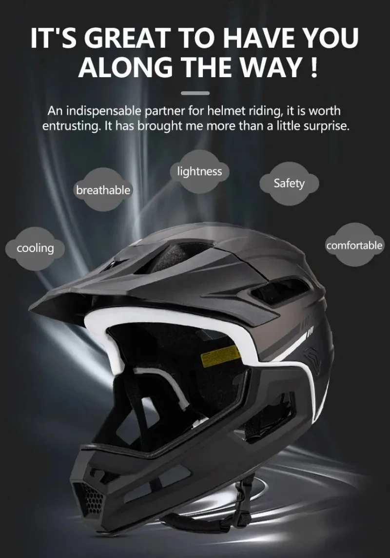 MTB Full Face Bicycle Helmet with Removable Chin Adults Mountain Bike Helmets for Men Women PC+EPS Protection XC Off-road Caps
