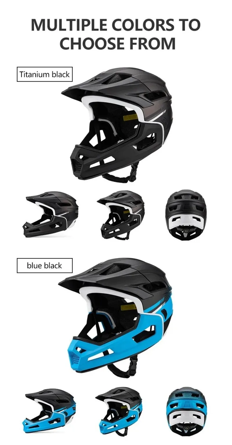 MTB Full Face Bicycle Helmet with Removable Chin Adults Mountain Bike Helmets for Men Women PC+EPS Protection XC Off-road Caps