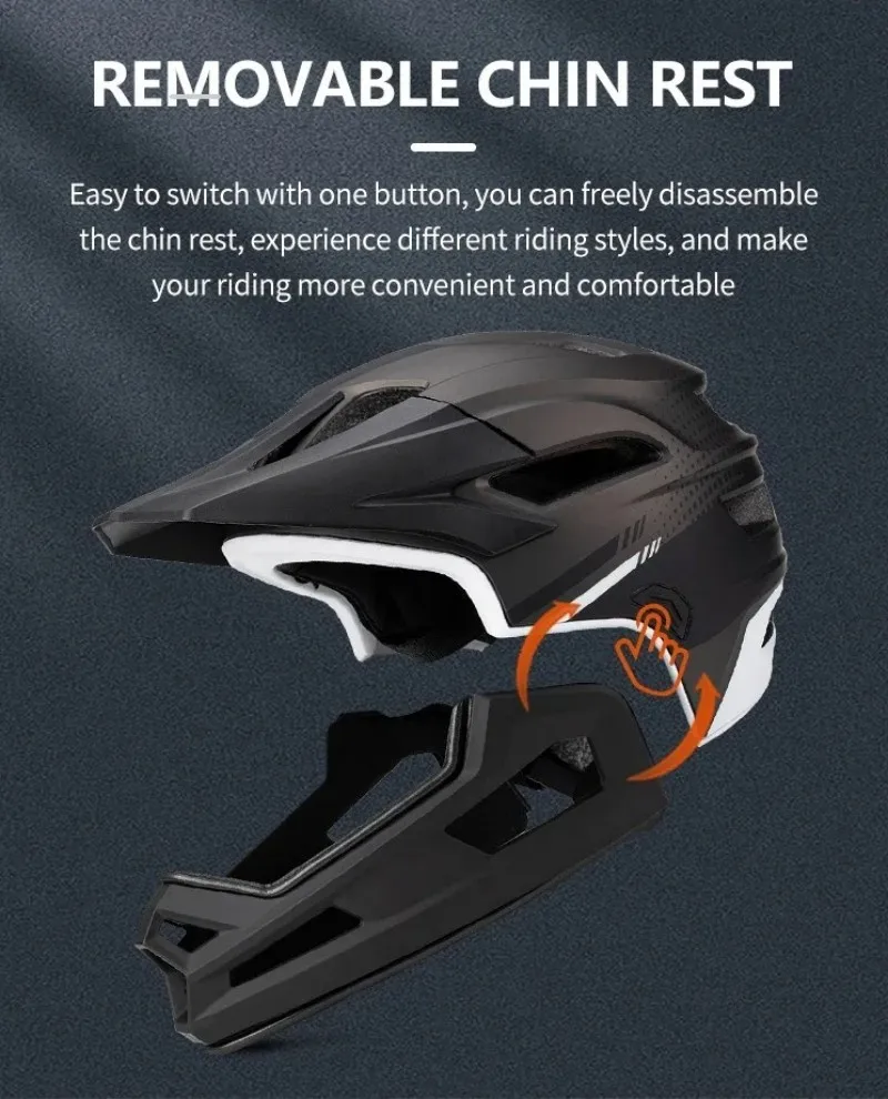 MTB Full Face Bicycle Helmet with Removable Chin Adults Mountain Bike Helmets for Men Women PC+EPS Protection XC Off-road Caps