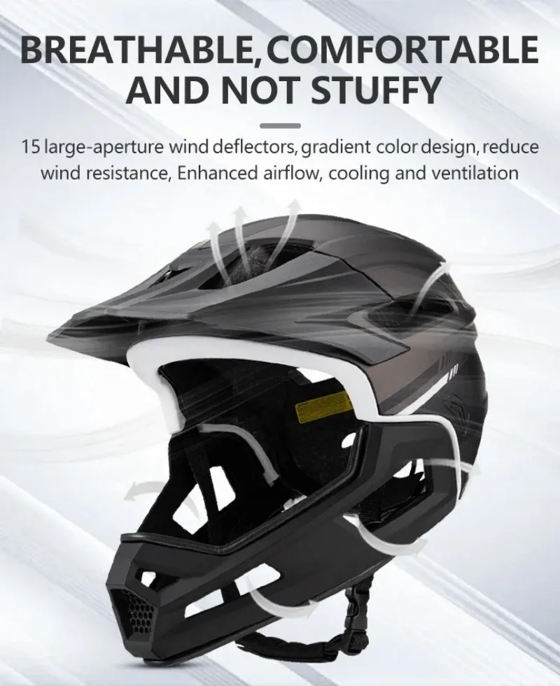 MTB Full Face Bicycle Helmet with Removable Chin Adults Mountain Bike Helmets for Men Women PC+EPS Protection XC Off-road Caps
