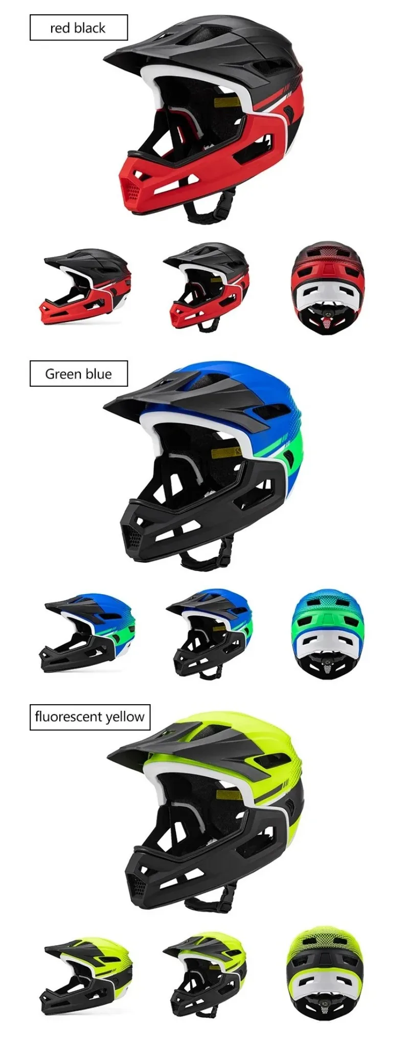 MTB Full Face Bicycle Helmet with Removable Chin Adults Mountain Bike Helmets for Men Women PC+EPS Protection XC Off-road Caps
