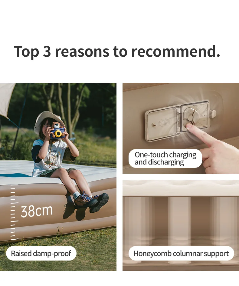 Naturehike Air Mattress PVC Built in Pump 1 2 3 Person Sleeping Mat Thickened 38cm 45cm Home Bed Mattress Self-inflating Mat