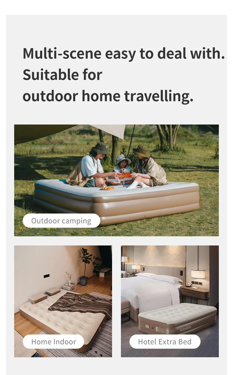 Naturehike Air Mattress PVC Built in Pump 1 2 3 Person Sleeping Mat Thickened 38cm 45cm Home Bed Mattress Self-inflating Mat