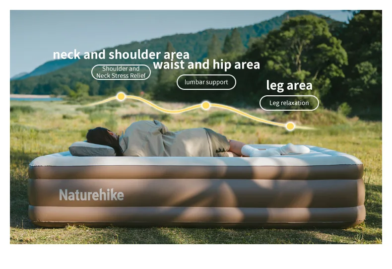 Naturehike Air Mattress PVC Built in Pump 1 2 3 Person Sleeping Mat Thickened 38cm 45cm Home Bed Mattress Self-inflating Mat