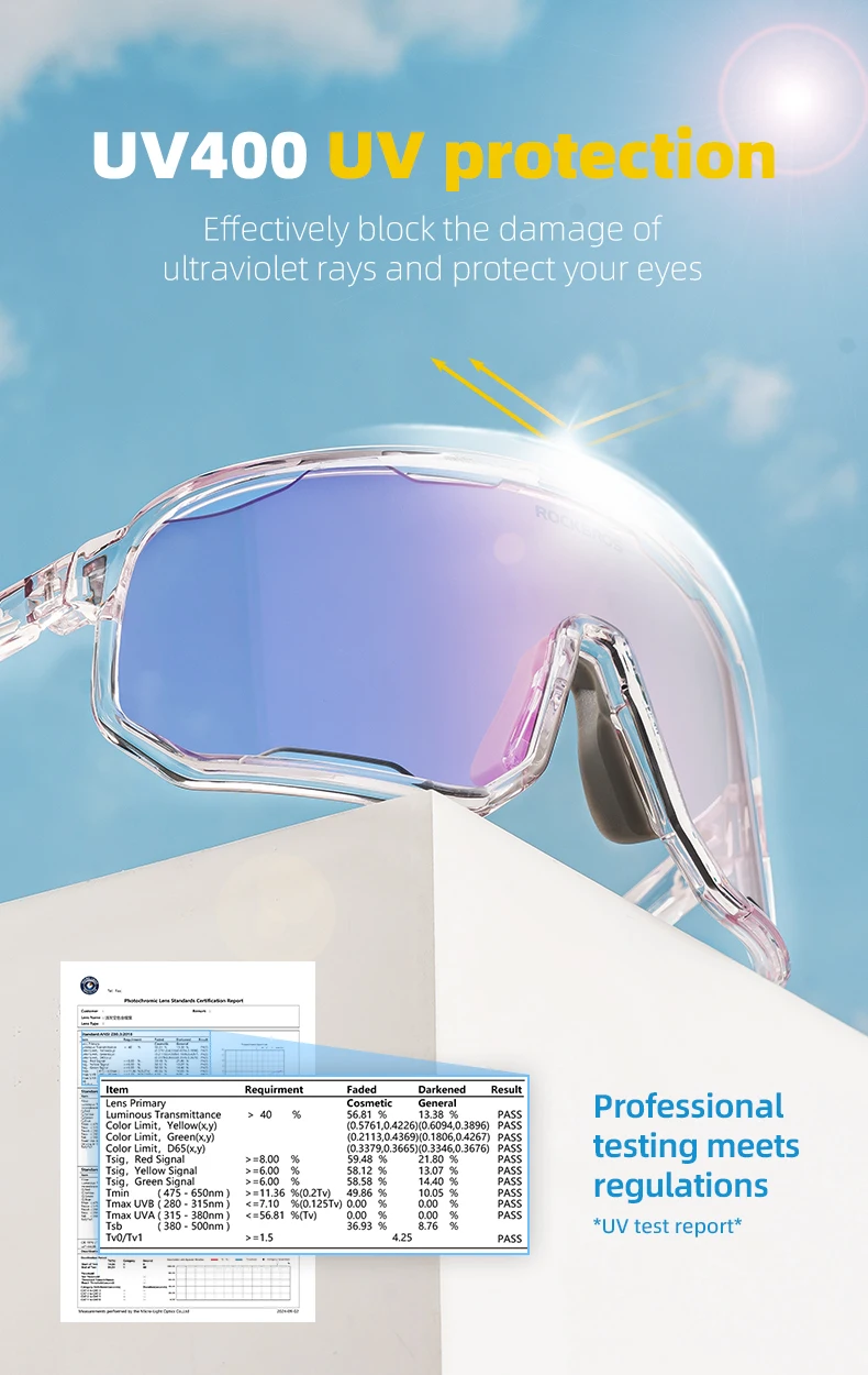 ROCKBROS Cycling Glasses Goggles Polarized/Photochromic Sunglasses Sport Big frame Eyewear UV400 Sun Protection with 2 Lens