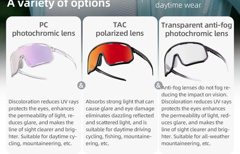 ROCKBROS Cycling Glasses Goggles Polarized/Photochromic Sunglasses Sport Big frame Eyewear UV400 Sun Protection with 2 Lens